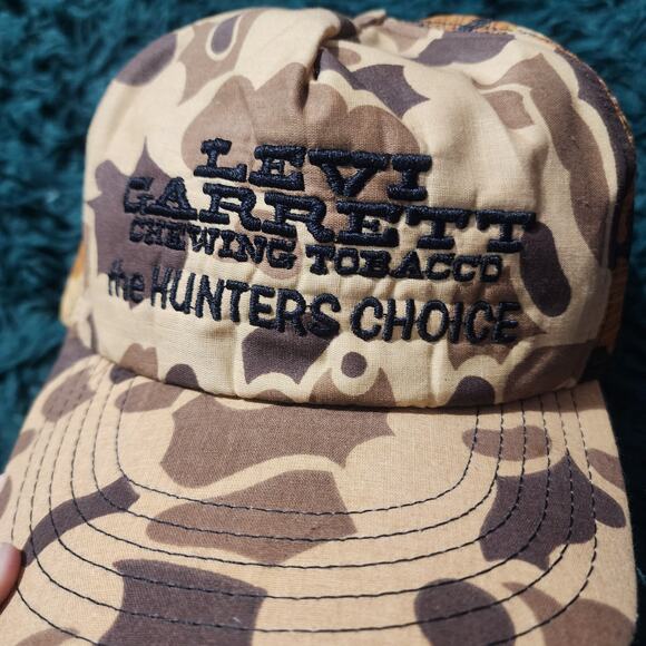 Vintage Levi Garrett Camo Trucker Hat Snapback – The Hunter’s Choice Made in USA - Picture 1 of 6